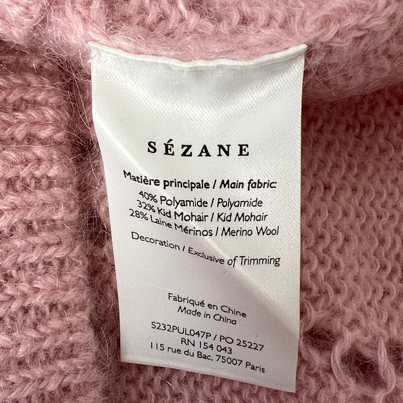 Sezane FEDERICA JUMPER Mohair Knit Long Sleeve Crew Neck Embellished Size S NWT - Picture 10 of 12